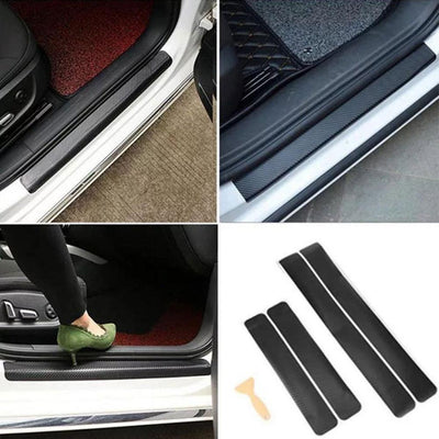 4PCS Universal Carbon Fiber Car Door Sill Protectors