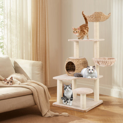 Árbol para gatos de 5 capas con postes de rascado de sisal - Beige