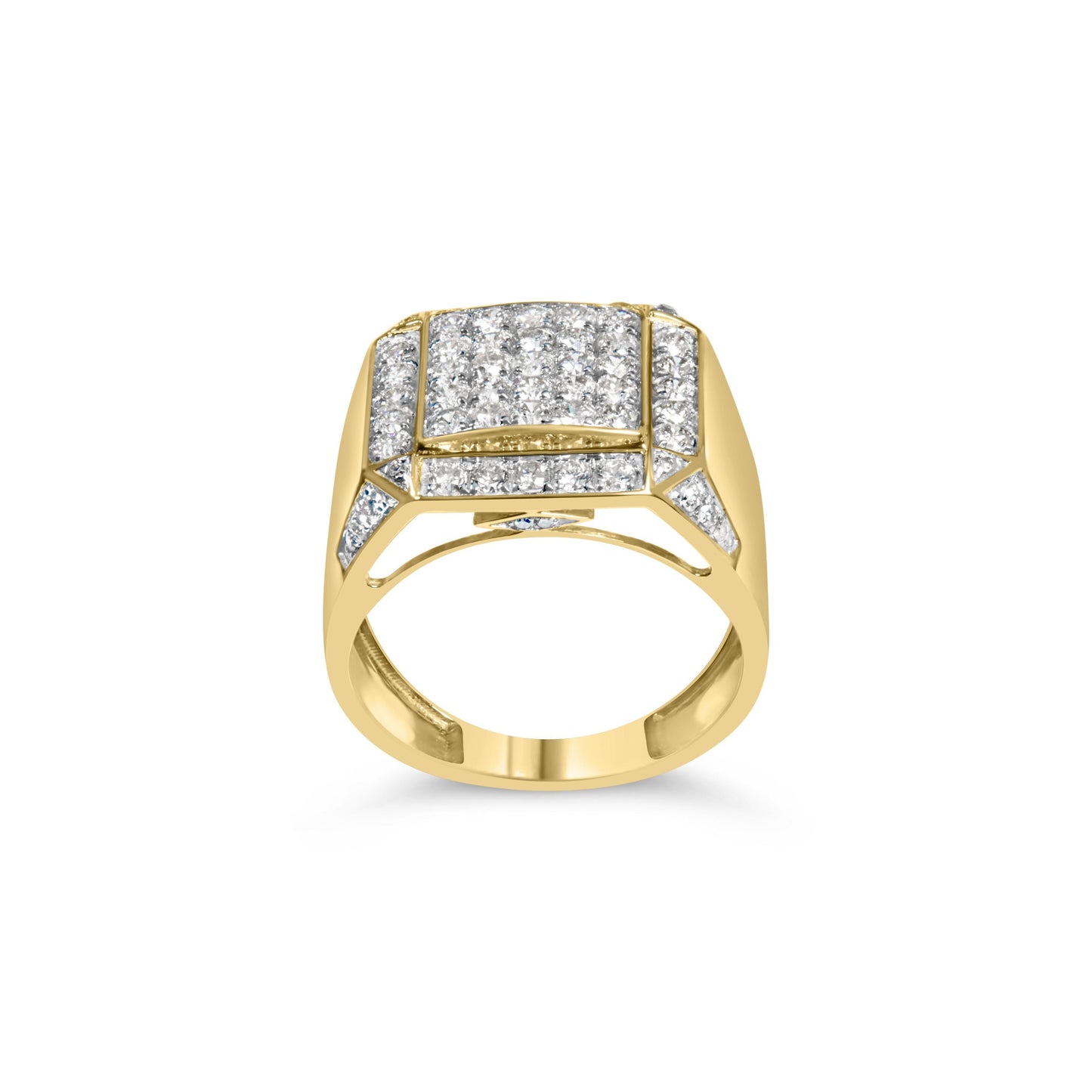 Men's 10K Yellow Gold Diamond Cluster Cocktail Ring