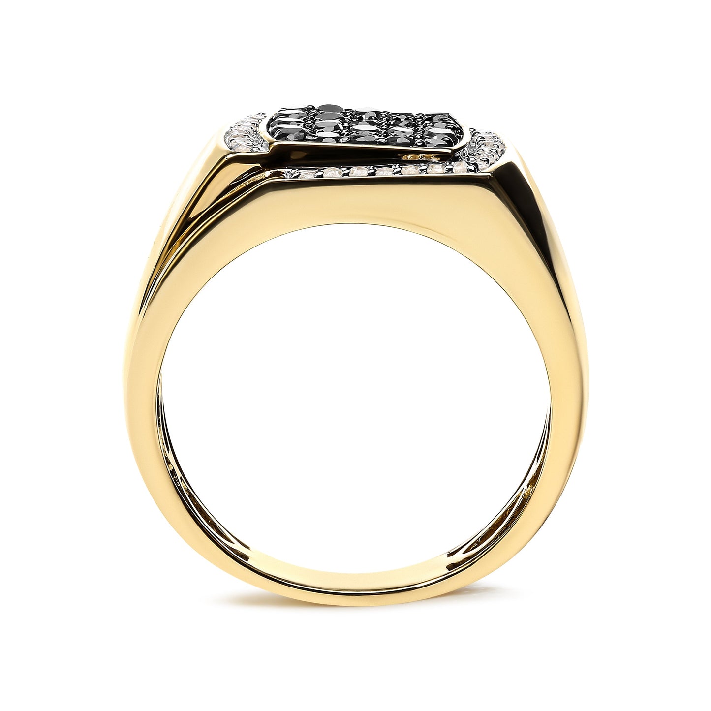 Anillo de declaración de diamantes en cluster de oro amarillo de 10K para hombres