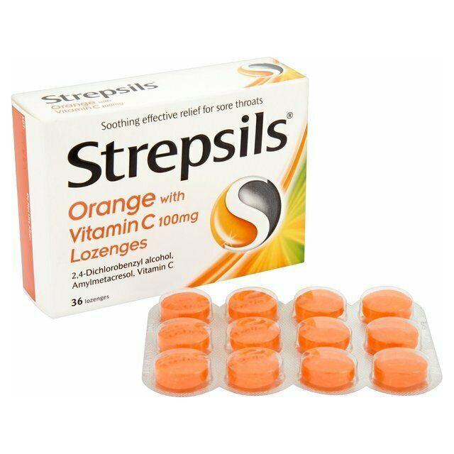 Strepsils Orange with Vitamin C Lozenges - 36 Count