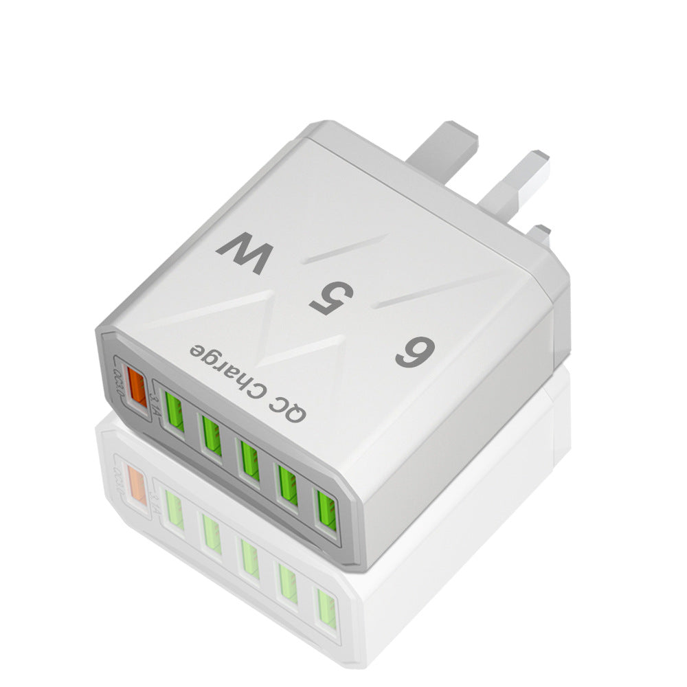 Standard 65W fast charging Korean standard mobile phone charger 6USB multi port fast charging head travel charger - Korvel