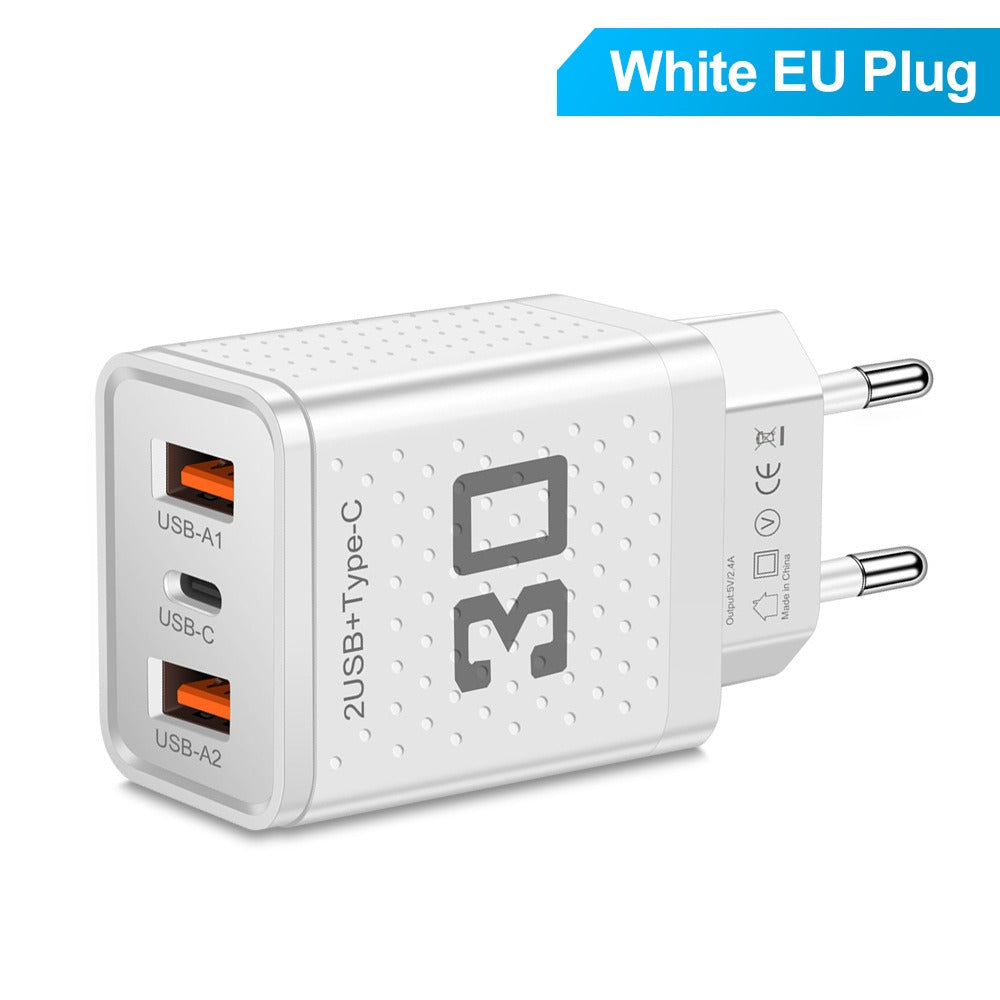Mobile phone charger 2.4A PD+2 USB charging head Travel charging head - Korvel