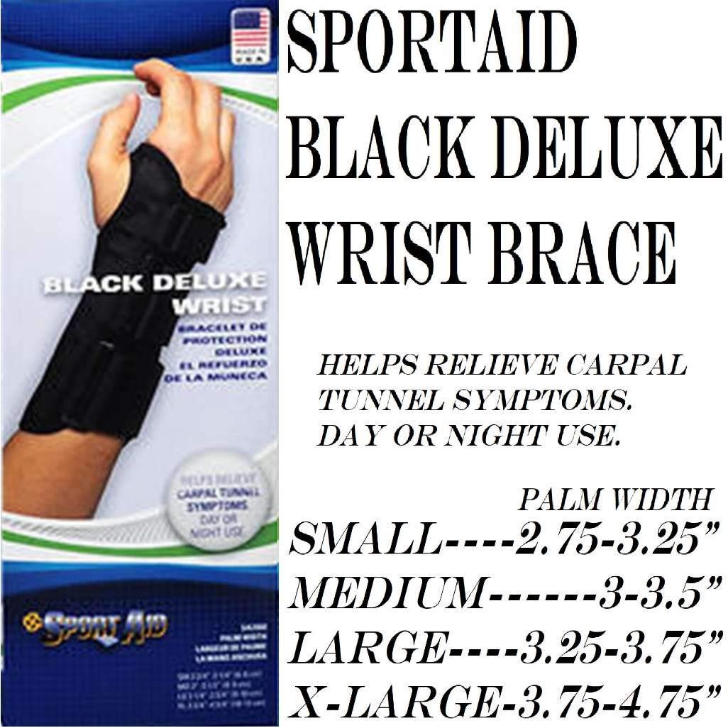 Attelle de poignet deluxe noire Sport Aid - Gauche, Moyenne
