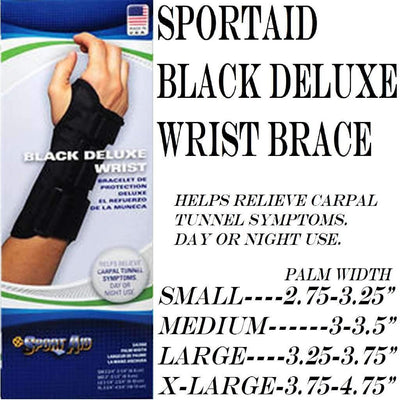 Sport Aid Black Deluxe Wrist Brace - Left, Medium