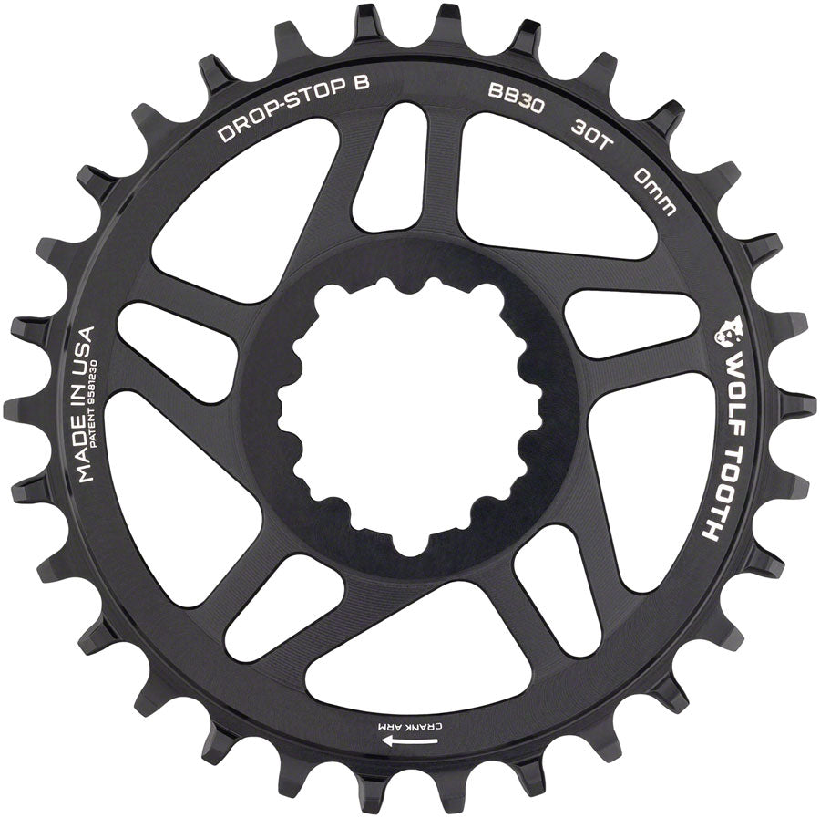 Plateau de chaîne à montage direct Wolf Tooth - 30t SRAM Drop-Stop B - Noir