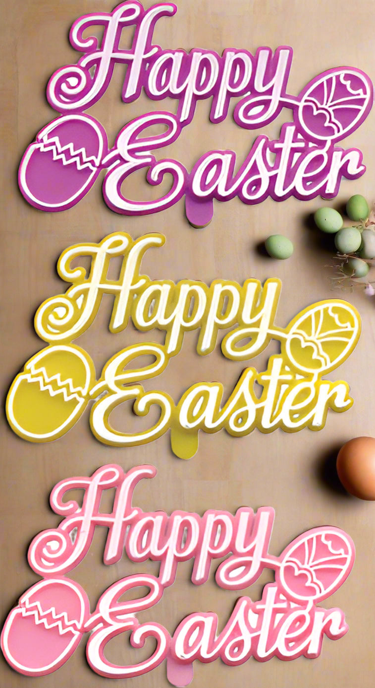 Happy Easter Decorative Plaques - 3" | 12 or 48 Count
