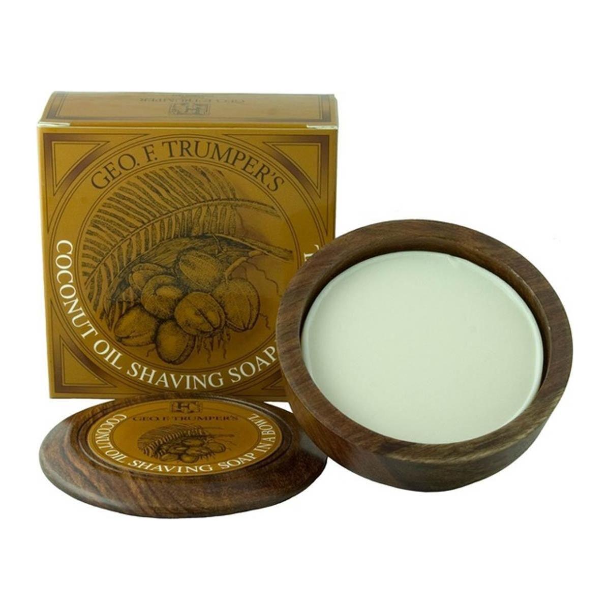 Savon à raser dur à l'huile de noix de coco Geo. F. Trumper dans un bol en bois 80g