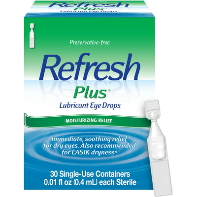 Refresh Plus Moisturizing Relief Eye Drops - 30 Single-Use Containers