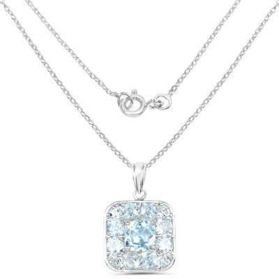 10.05 Carat Genuine Blue Topaz Pendant in Sterling Silver