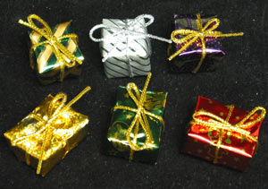 Wrapped Fancy Foil Christmas Presents Set - 48 Count