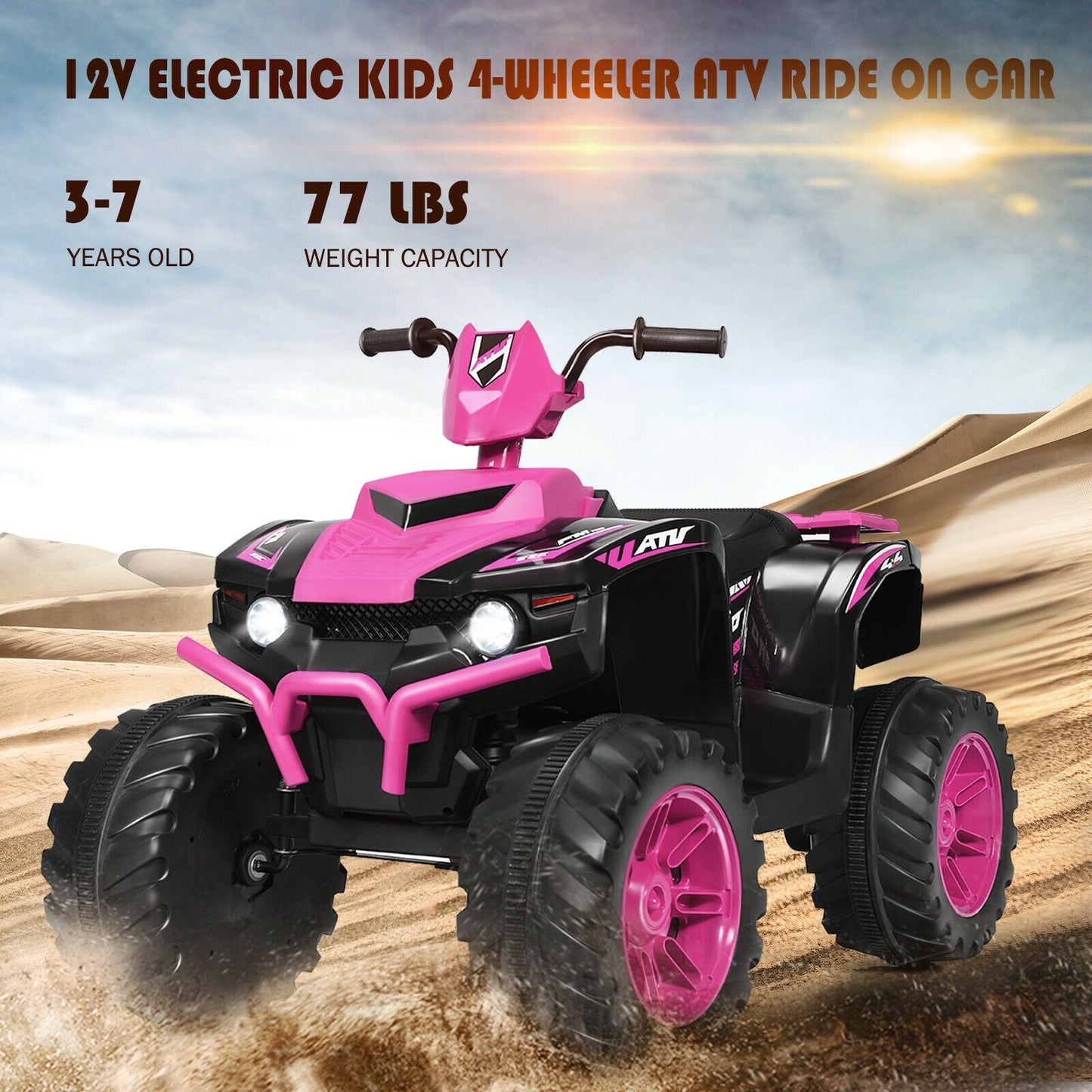 ATV para Niños de 12V con Luces LED - Rosa
