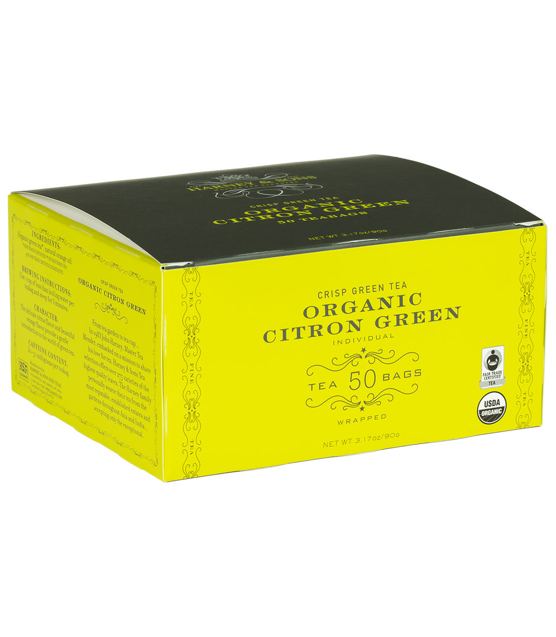 Té Verde de Cítricos Orgánico, Caja de 50 Bolsitas de Té Envuelta