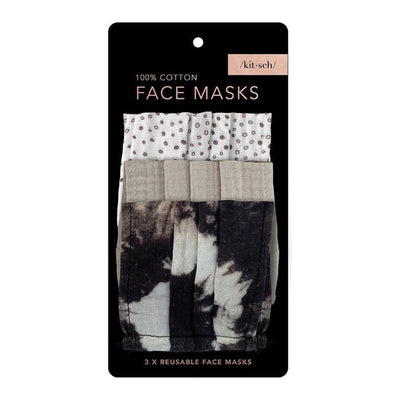 KitSch Cotton Face Masks - 3 Assorted Patterns