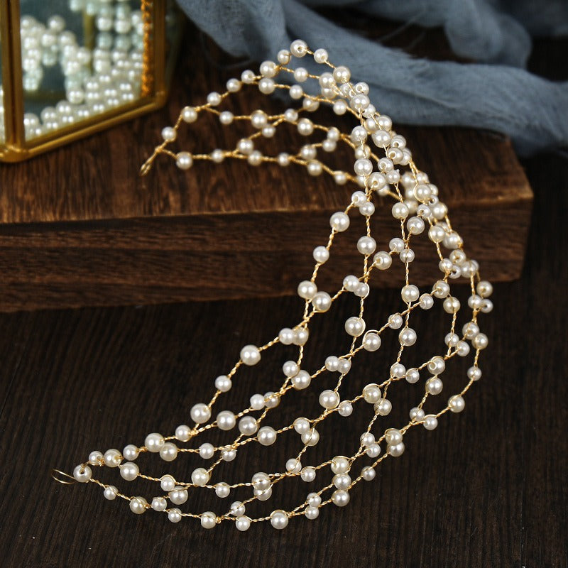 Mesh minimalist pearl hollow headwear - Korvel