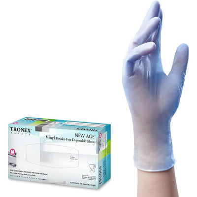 Tronex Blue Vinyl Powder Free Disposable Gloves - 100 Pack