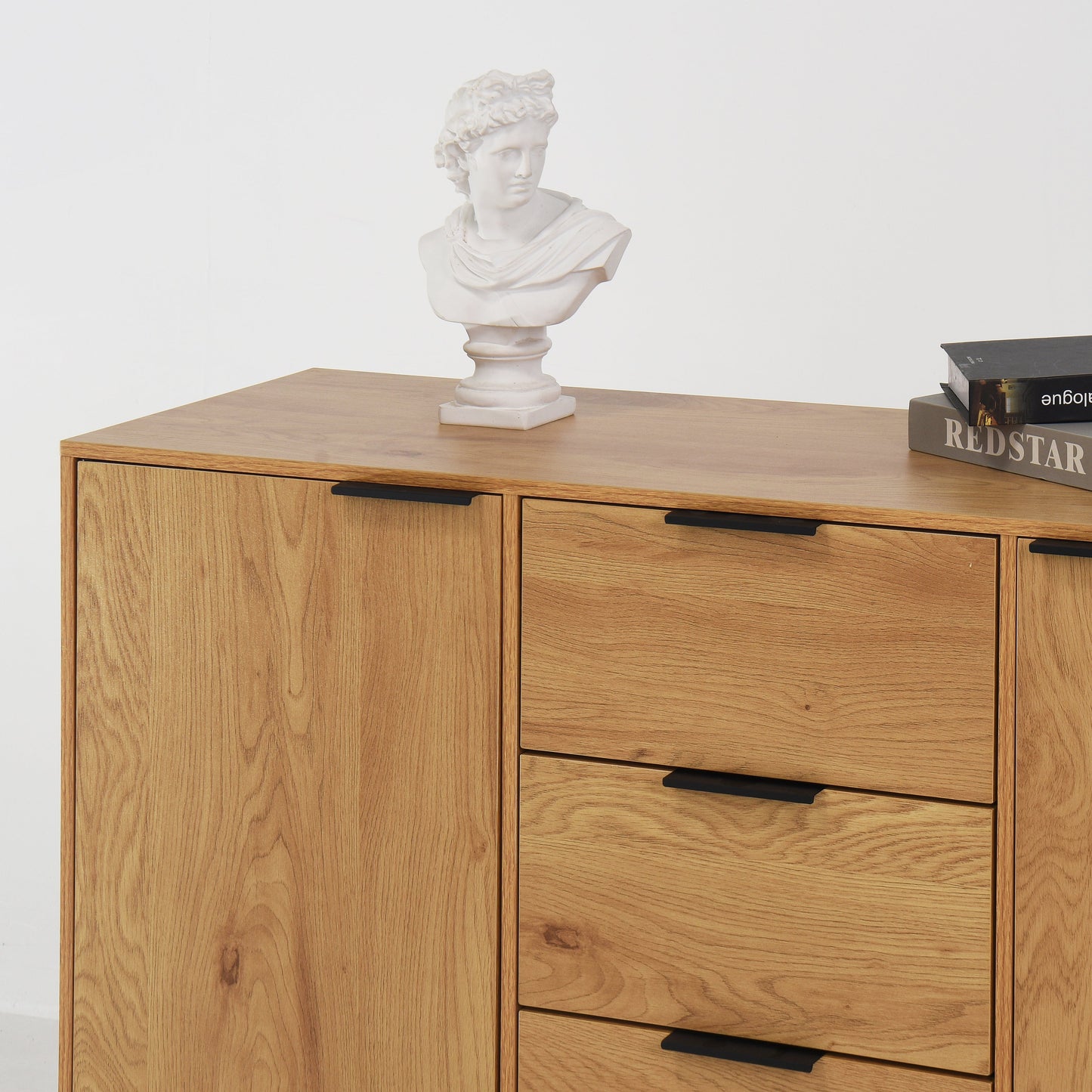Buffet Cabinet en Bois Naturel avec Panneaux Latéraux et Rangement