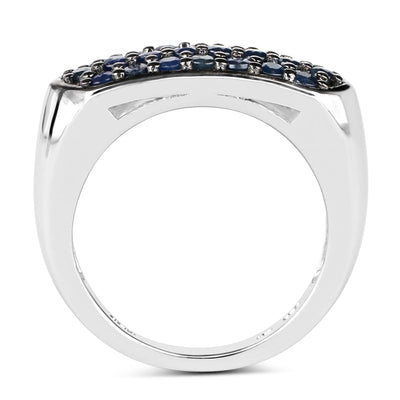 0.99 Carat Blue Sapphire Cluster Ring in Sterling Silver