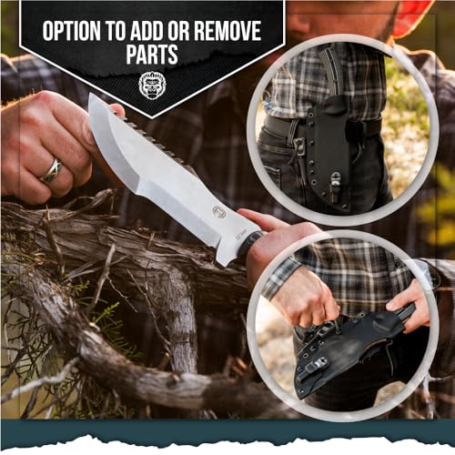 Tracker D2 Premium Bushcraft Survival Knife Set (Black & Gray) - Korvel