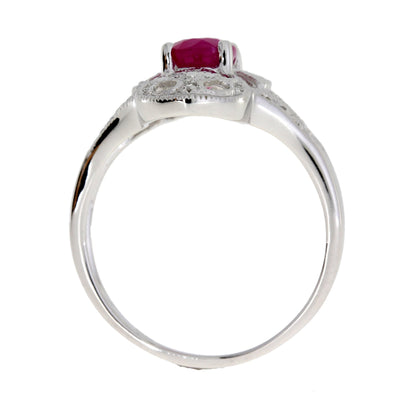 Natural 1.05ct Ruby Diamond Ring in 10KT White Gold