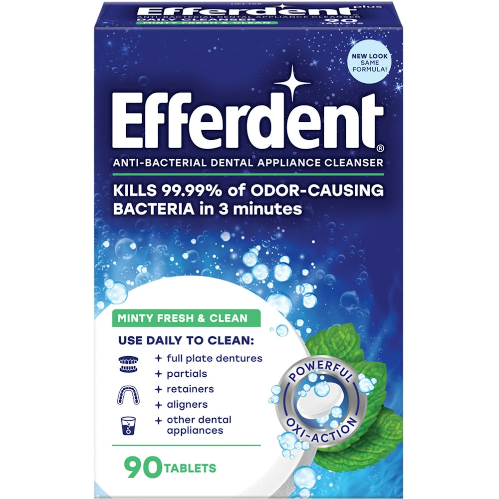 Tabletas Limpiadoras de Dentaduras Efferdent - Sabor Menta Paquete Económico