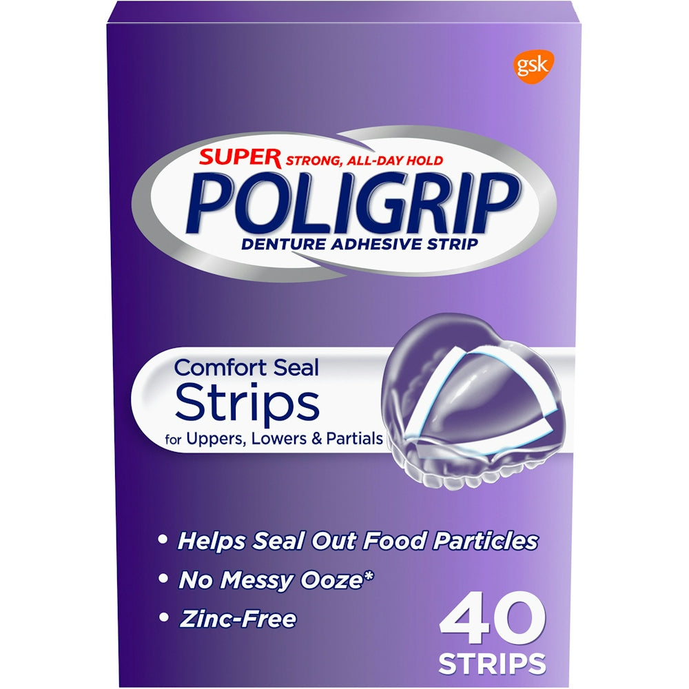 Bandes adhésives pour prothèses Super Poligrip Comfort Seal - 40 unités