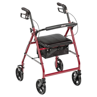 Drive Medical Aluminum Rollator with Padded Seat and Back Support