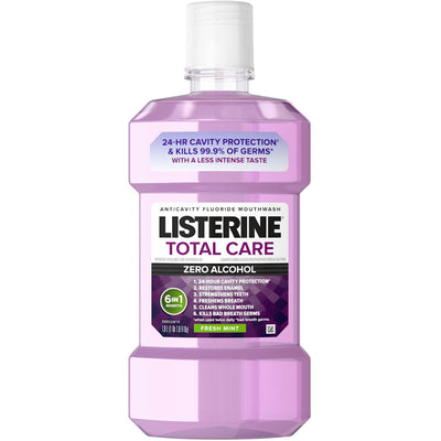 Enjuague bucal Listerine Total Care Zero Alcohol Sabor Menta Fresca - 33.8 Fl Oz