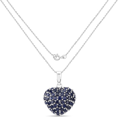 7.26 Carat Genuine Blue Sapphire Sterling Silver Pendant