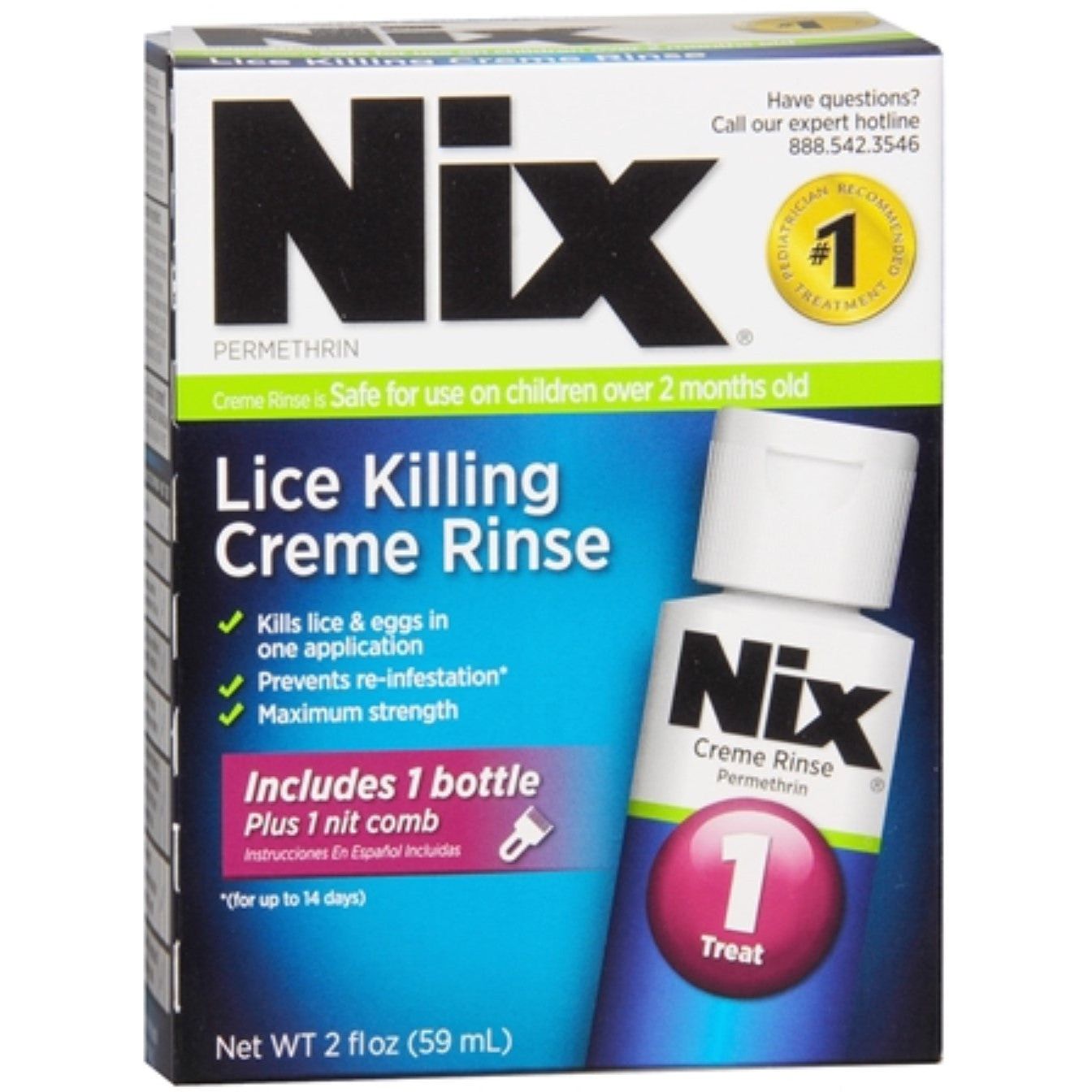 Nix Lice Treatment Creme Rinse and Nit Removal Comb, 2 Oz