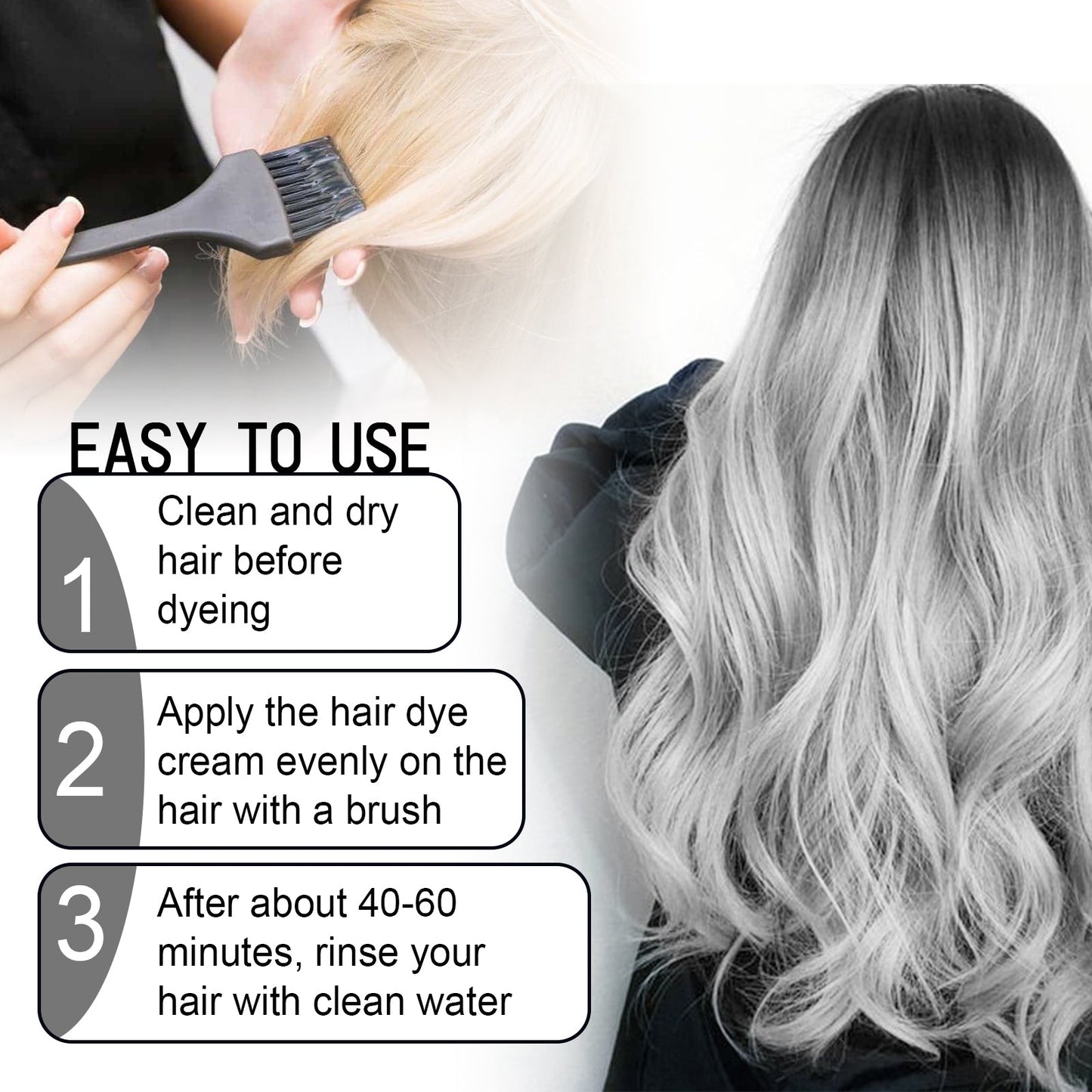 Gray Hair Balm Natural Hair Color Long Lasting, No Damage To Hair Easy To Color Easy To Clean Damp Hair Conditioner - Korvel