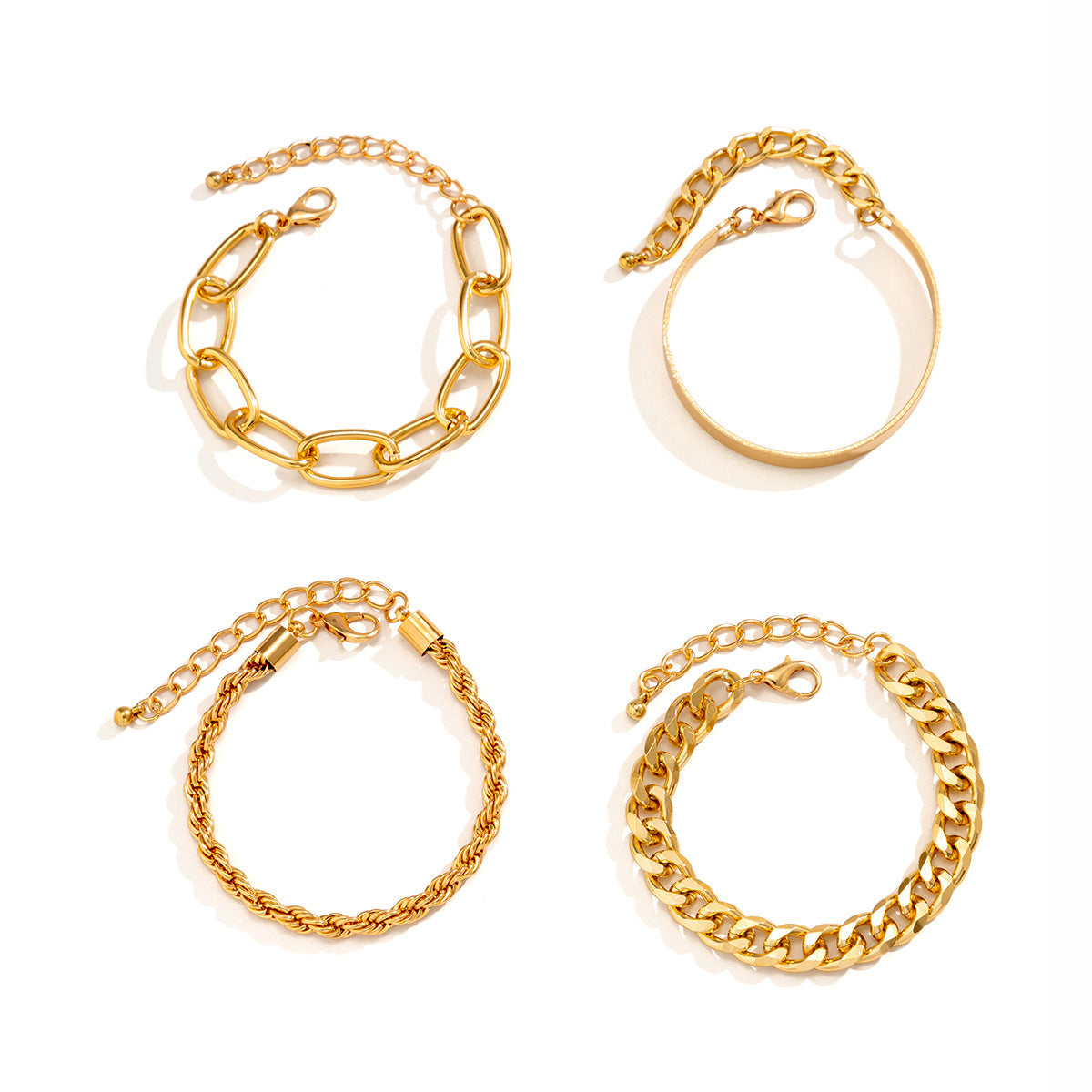 Hip hop Sweet Cool Diamond Set Cuban Buckle Bracelet Christmas Style Stacked Metal Smooth Bracelet for Women - Korvel