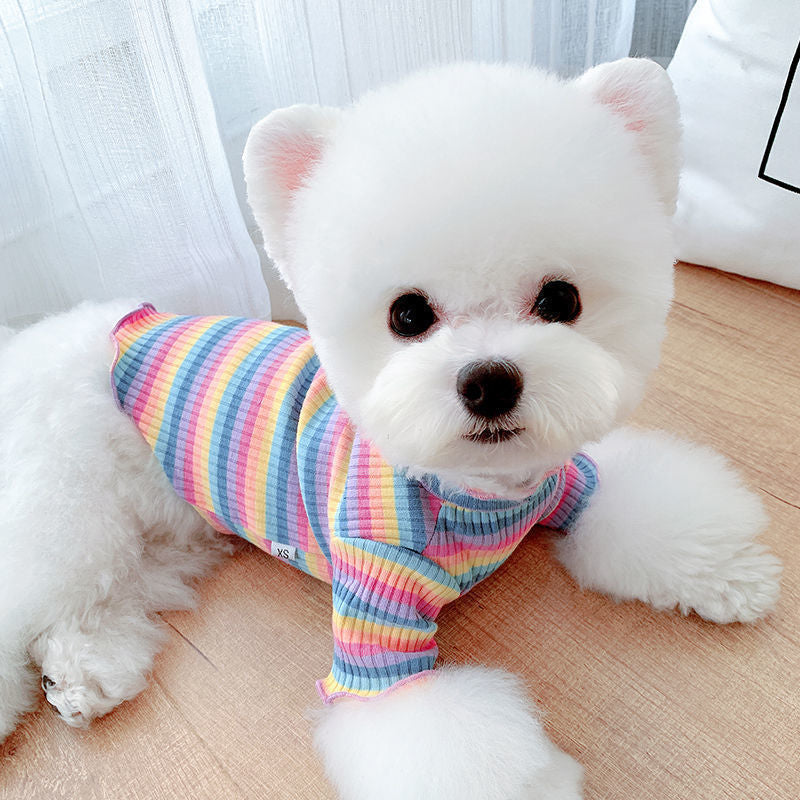 Rainbow Undercoat Dog Clothes Pet Clothes Cat Bears VIP Pomeranian Schnauzer Small Dog Clothes - Korvel