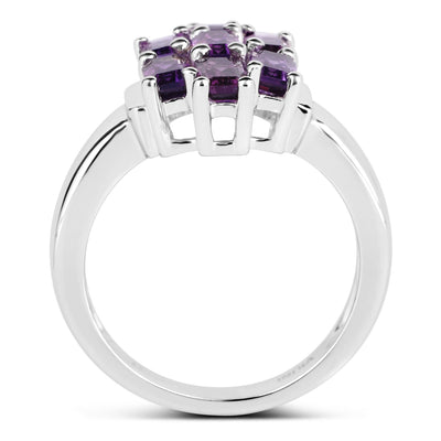 2.80 Carat Genuine Amethyst Sterling Silver Engagement Ring