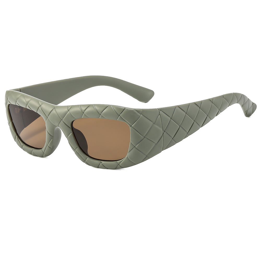 Weaving design frame, personalized fashion sunglasses, men's and women's high-end sense, European and American ins trend sun protection sunglasses - Korvel