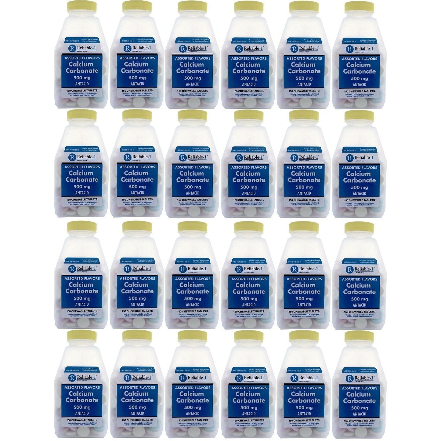 Reliable1 Carbonate de Calcium 500mg - 150 Comprimés à Mâcher