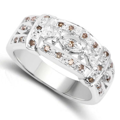 Bague en argent sterling avec diamant champagne de 0,32 carat
