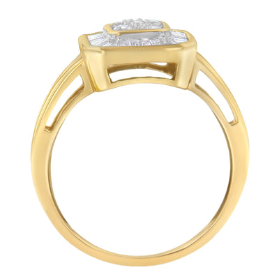 10K Yellow Gold Diamond Cocktail Ring - Size 6