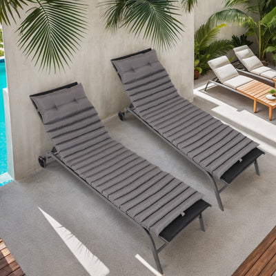 2PCS Set Outdoor Lounge Chair Cushion Replacement Patio Funiture Seat Cushion Chaise Lounge Cushion-GREY - Korvel