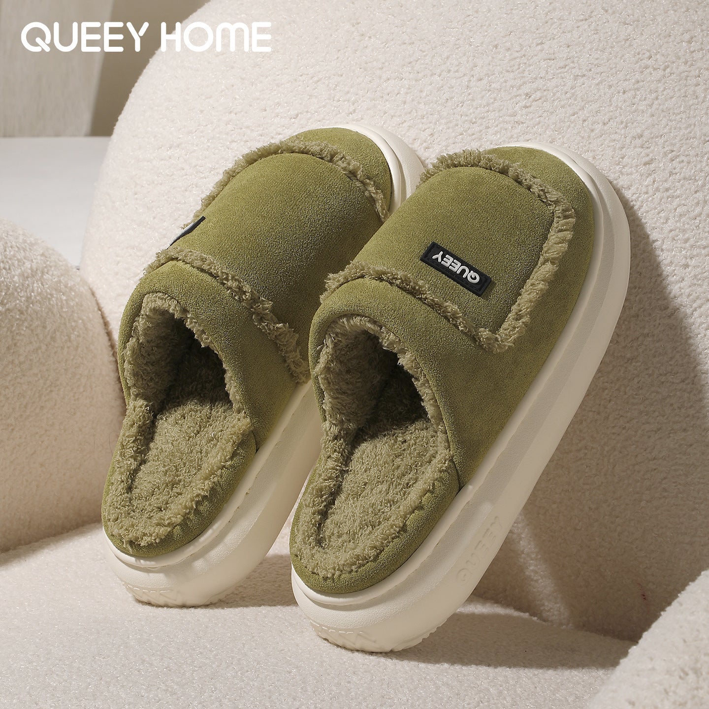 Chaussons en Suède Coton Non-glissants pour Femmes