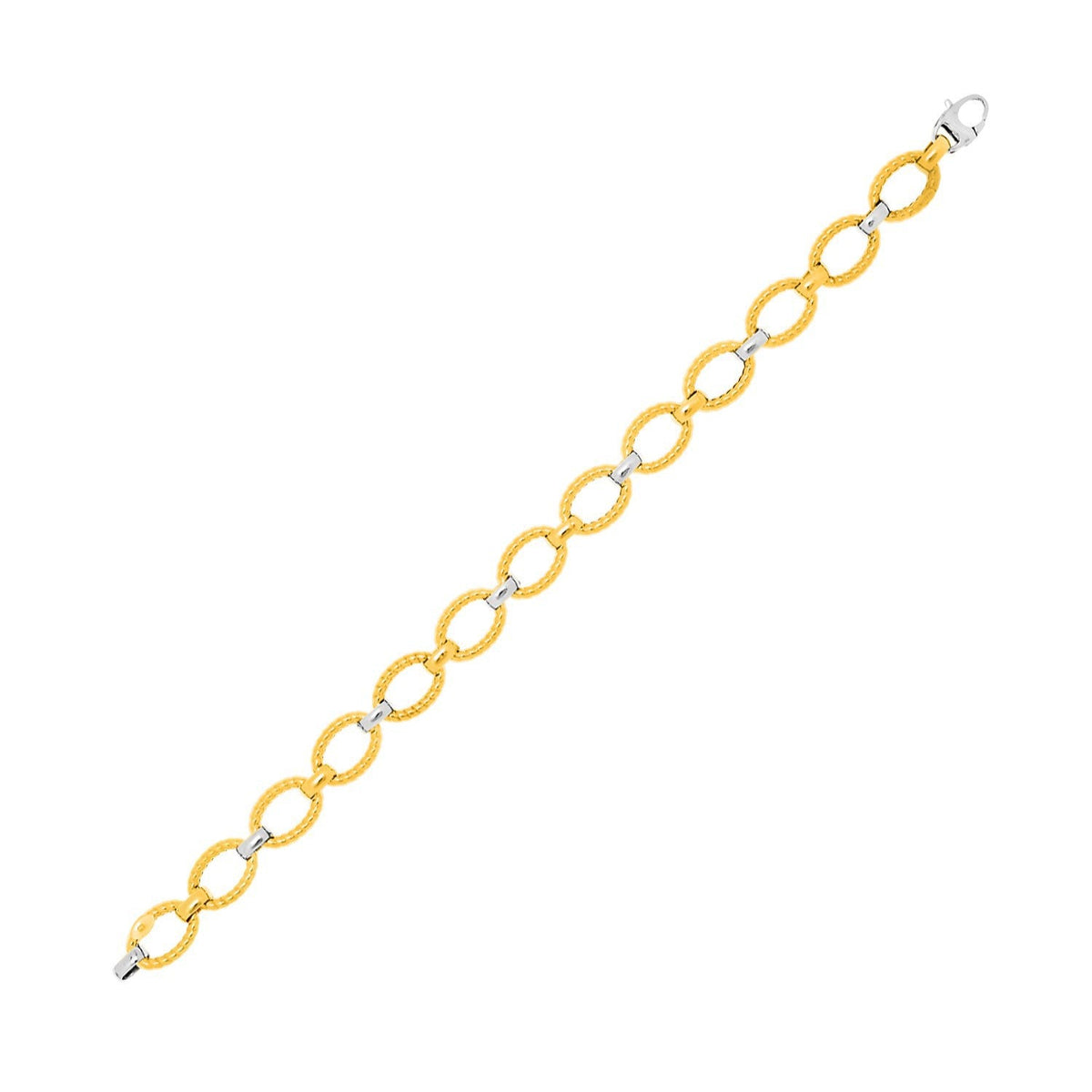 Bracelet en chaîne en or bicolore 14k avec maillons texturés