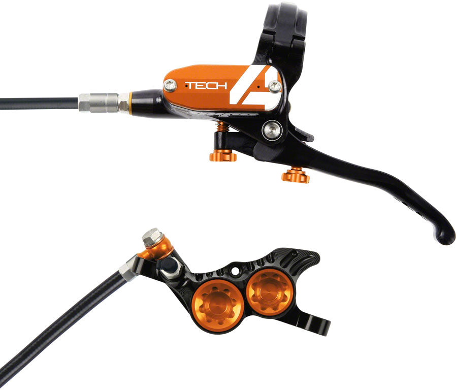 Juego de freno y palanca Hope Tech 4 V4 Disc - Montaje hidráulico frontal naranja