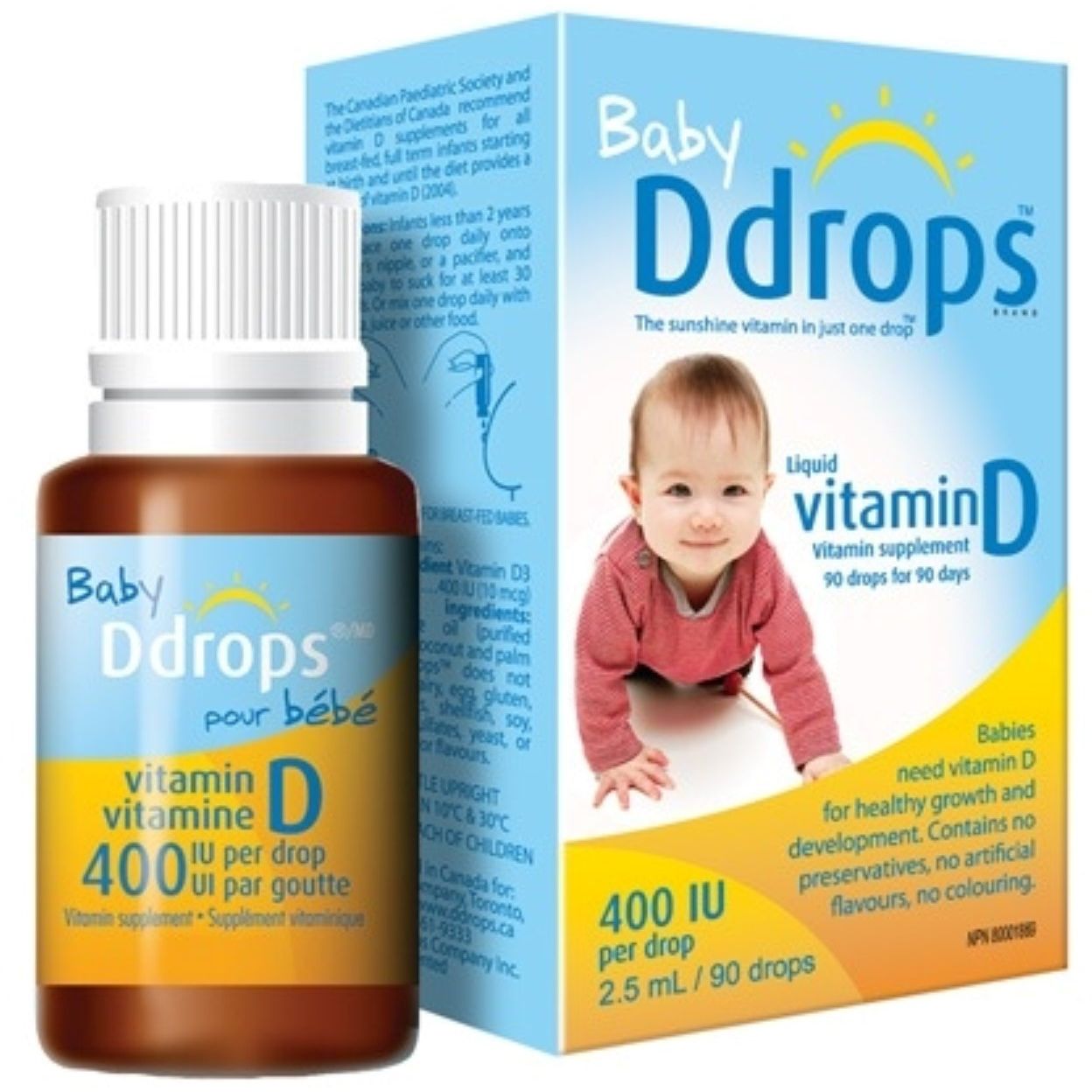 Ddrops Baby Vitamin D 400 IU Gotas Líquidas Orgánicas - 0.08 Fl Oz