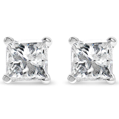 Pendientes de Diamante de Estudio en Oro Blanco de 14k Certificados por AGS