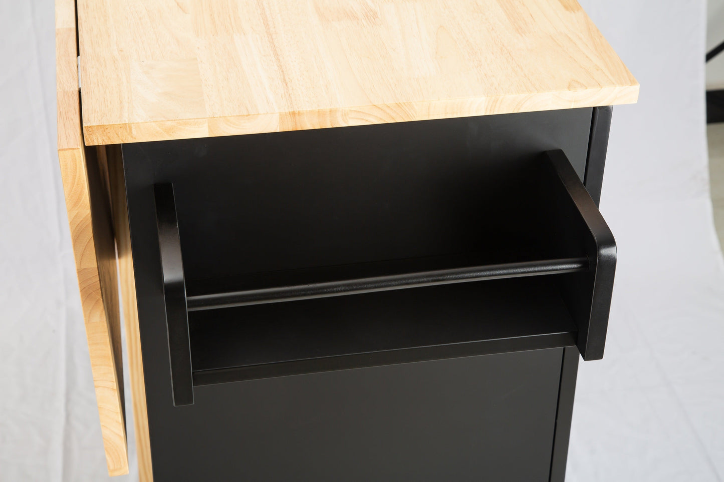 Kitchen Island & Kitchen Cart Mobile Kitehcn Island with Extensible Rubber Wood Table Top - Korvel