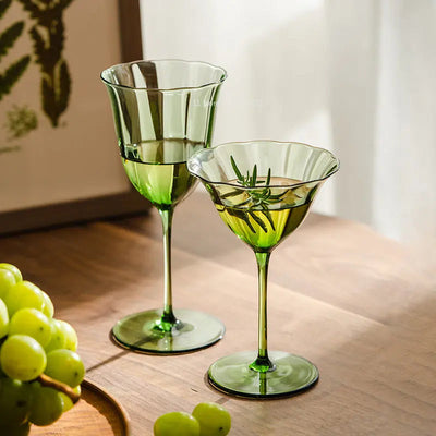 Vintage Green Red Wine Cup Glass Goblet Champagne Cup Cocktail Martini Glass Home Drinking Utensils Crystal Cup - Korvel