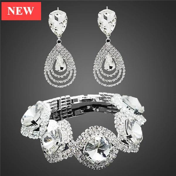 Elegant Wedding Bridal Jewelry Set with Rhinestones and Crystals