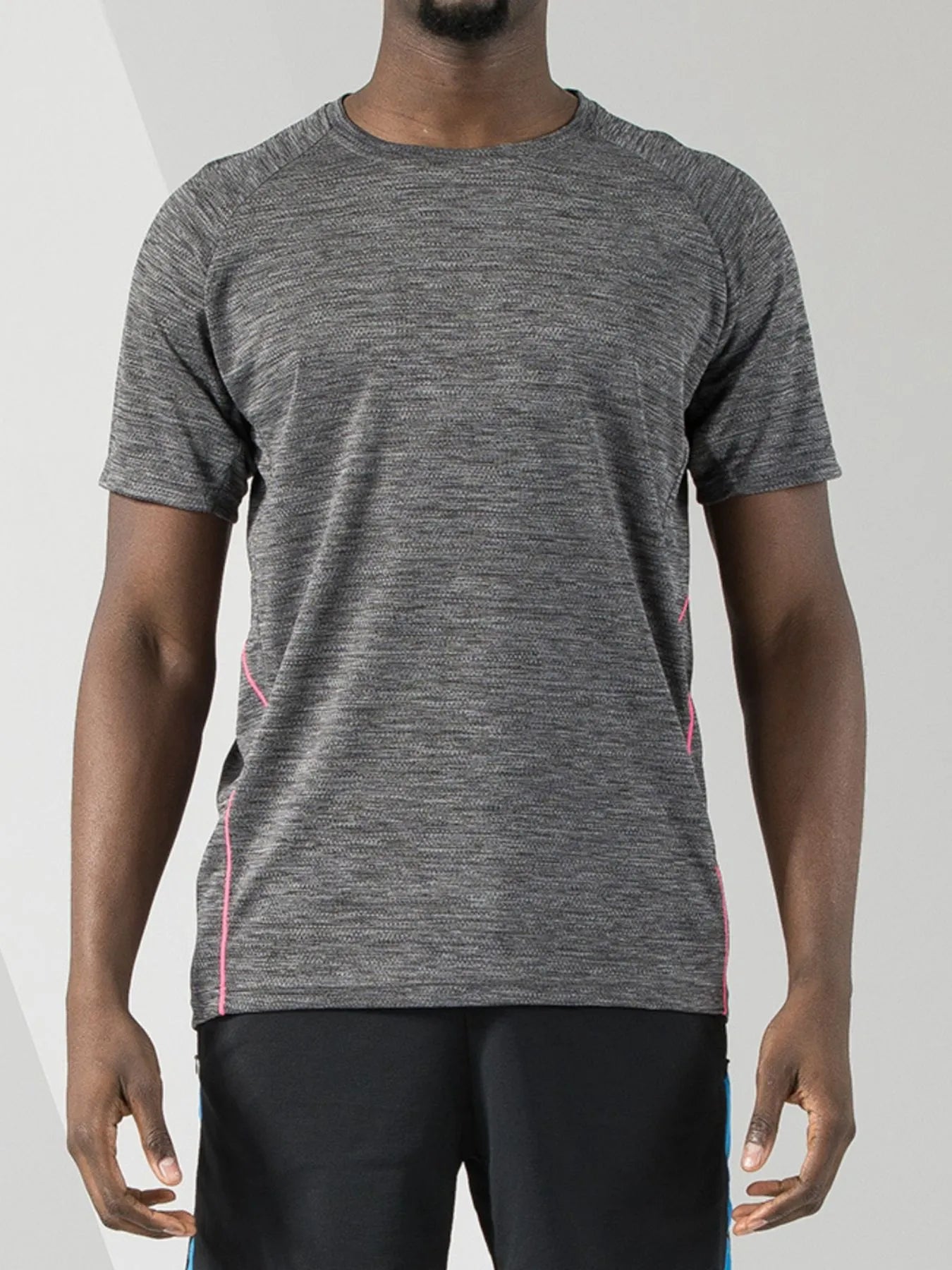 Camiseta Activa de Manga Corta y Cuello Redondo para Hombre en Tallas Grandes