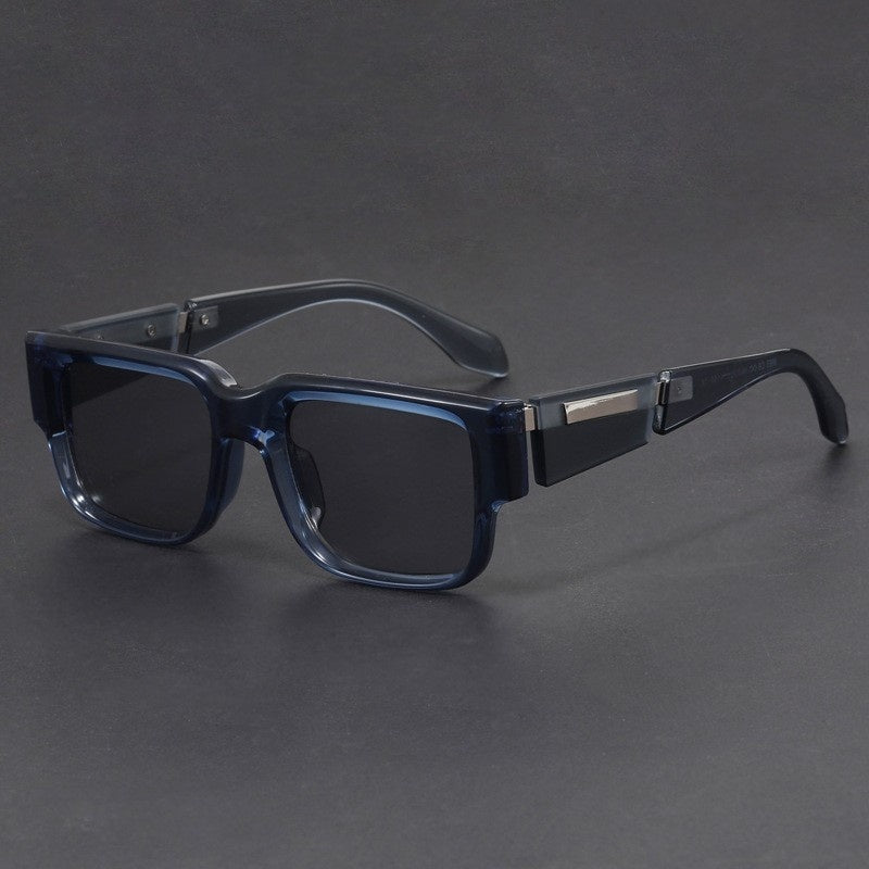 Lunettes de soleil carrées épaisses bleu gris - Style rétro