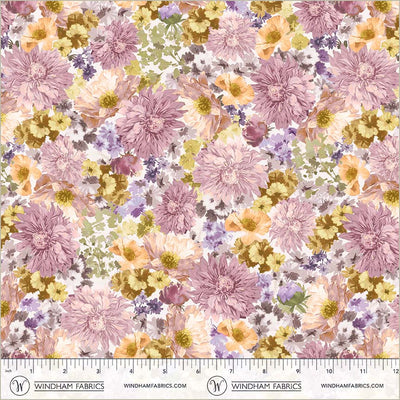 Tela de Algodón Aviva Bright Blossoms Lila - 44"/45" por Yarda